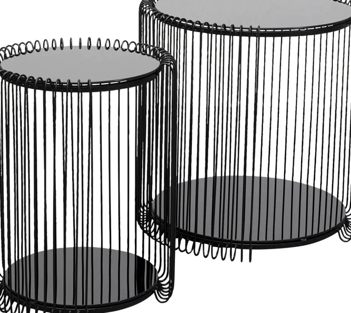 Sidobord Wire Double - Svart, set med 2 bord - KARE Design
