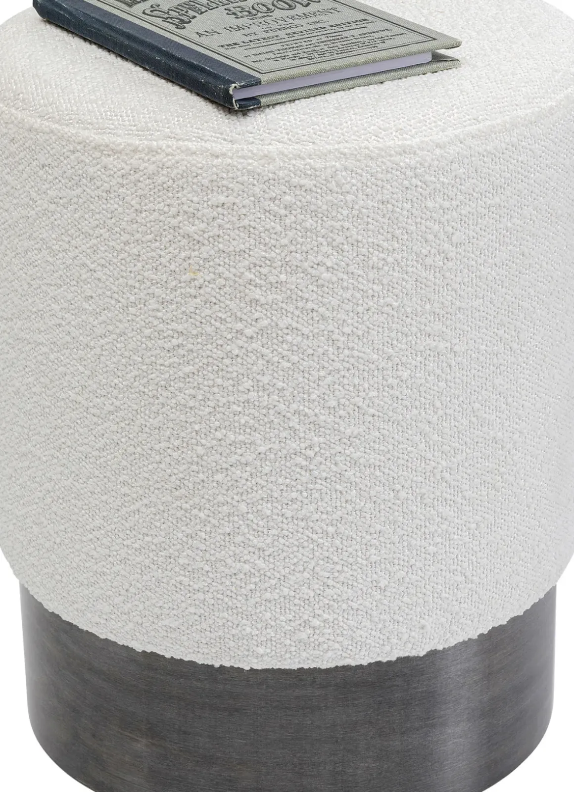 Sittpuff Cherry - Boucle Cream, Grå, Ø35cm - KARE Design
