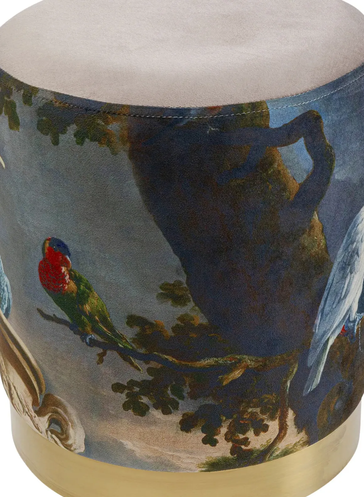 Sittpuff Cherry Parrot - Papegojmotiv/Mässing 32cm - KARE Design