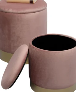 Sittpuff Med Förvaring Cherry - Rosa/Mässing (2/Set) - KARE Design