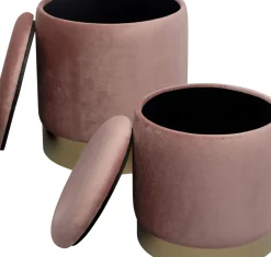 Sittpuff Med Förvaring Cherry - Rosa/Mässing (2/Set) - KARE Design