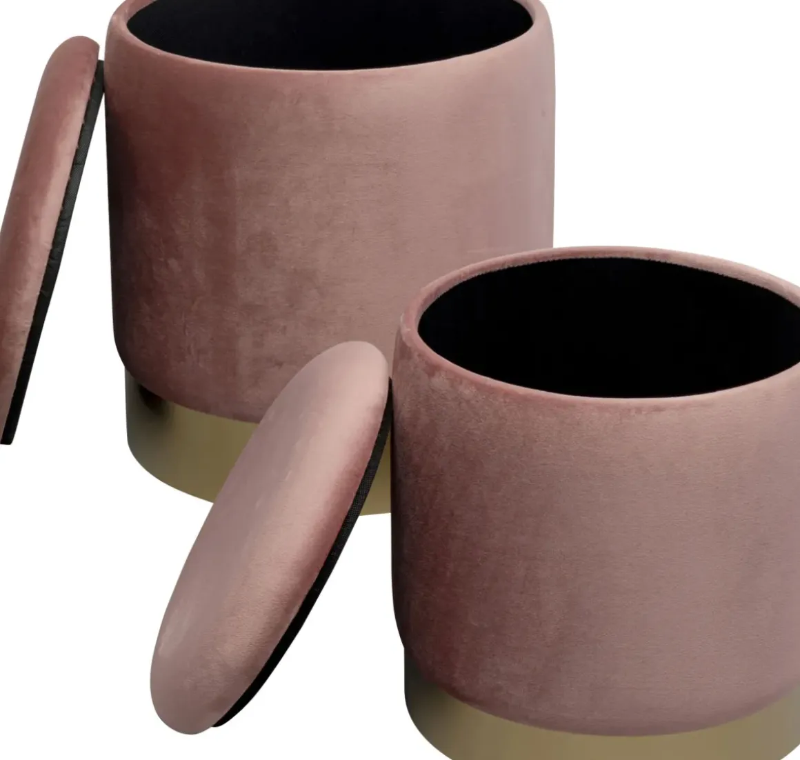 Sittpuff Med Förvaring Cherry - Rosa/Mässing (2/Set) - KARE Design