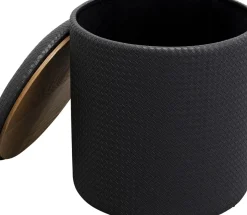 Sittpuff Venezia Storage - Flätad Svart, Ø40cm - KARE Design