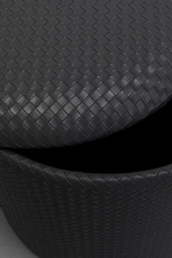 Sittpuff Venezia Storage - Flätad Svart, Ø40cm - KARE Design