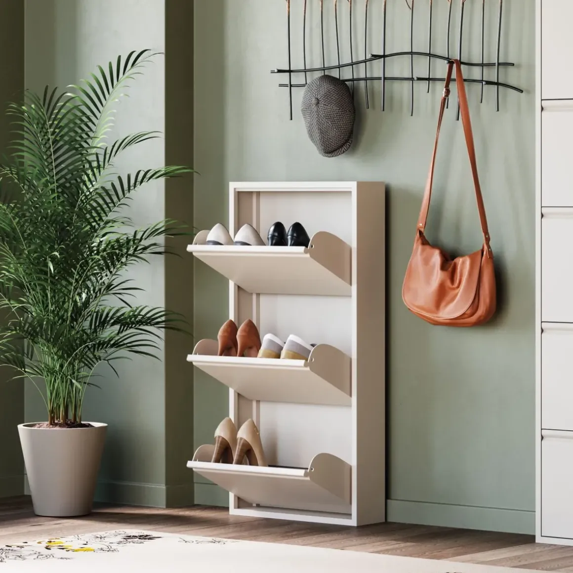Skoskåp Caruso - Cream, 104x50cm - 3 lådor - KARE Design