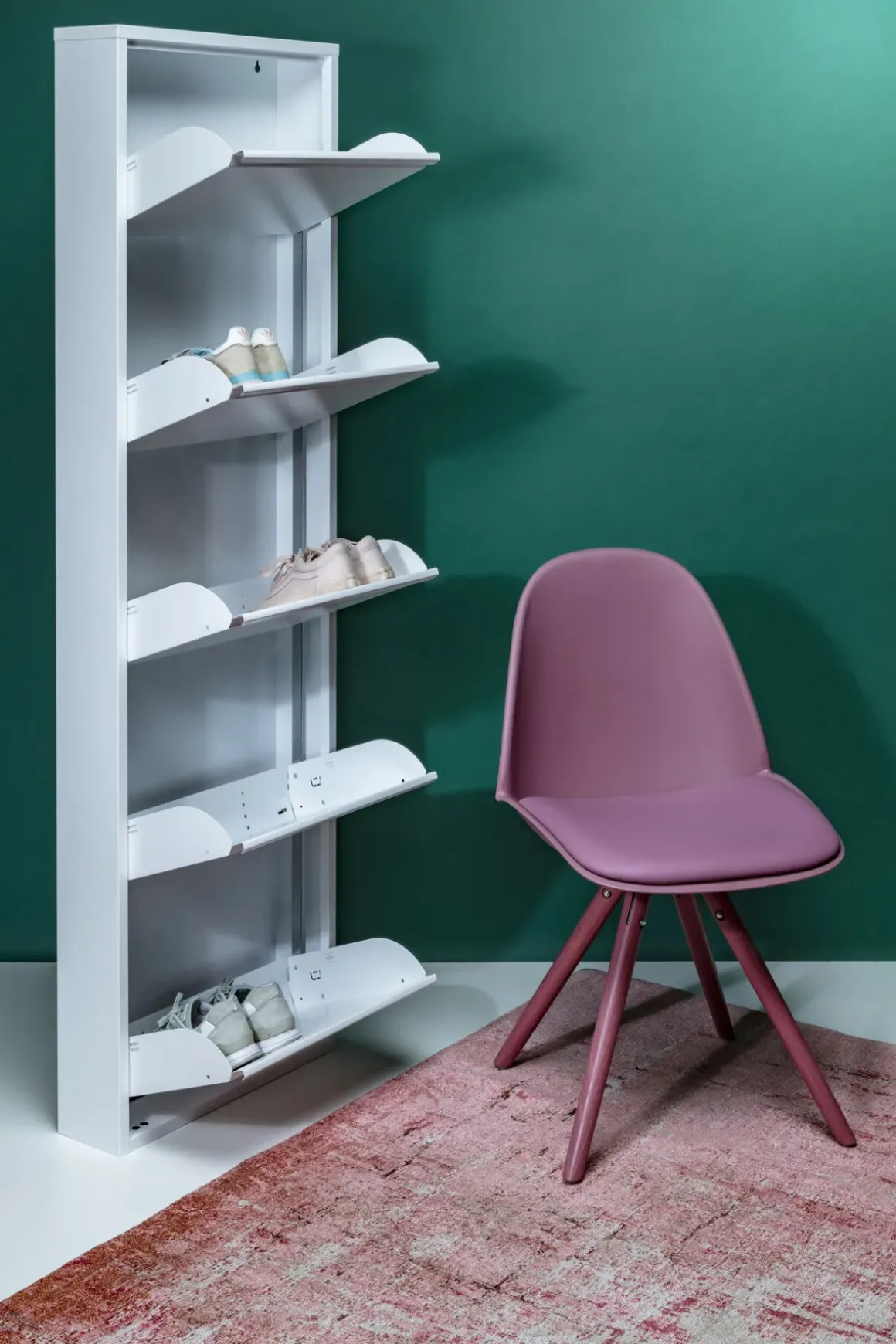 Skoskåp Caruso - Vit, 170x50cm - 5 Lådor - KARE Design