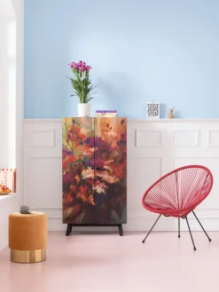 Skåp Fleur, Högskåp med Blommiga Dörrar , 140x76cm - KARE Design