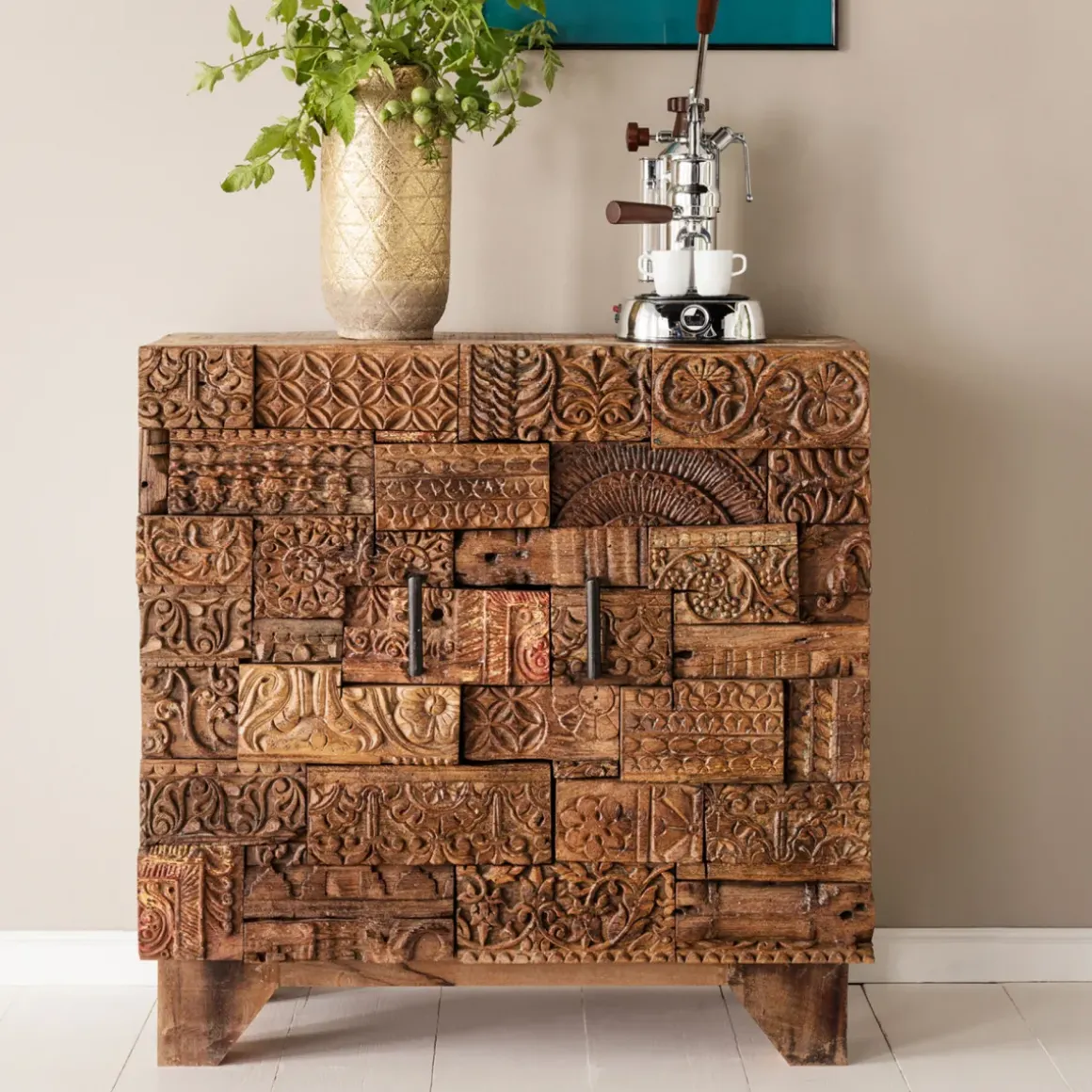 Skåp Shanti Surprise - Ornament/Trä, 2 dörrar - KARE Design