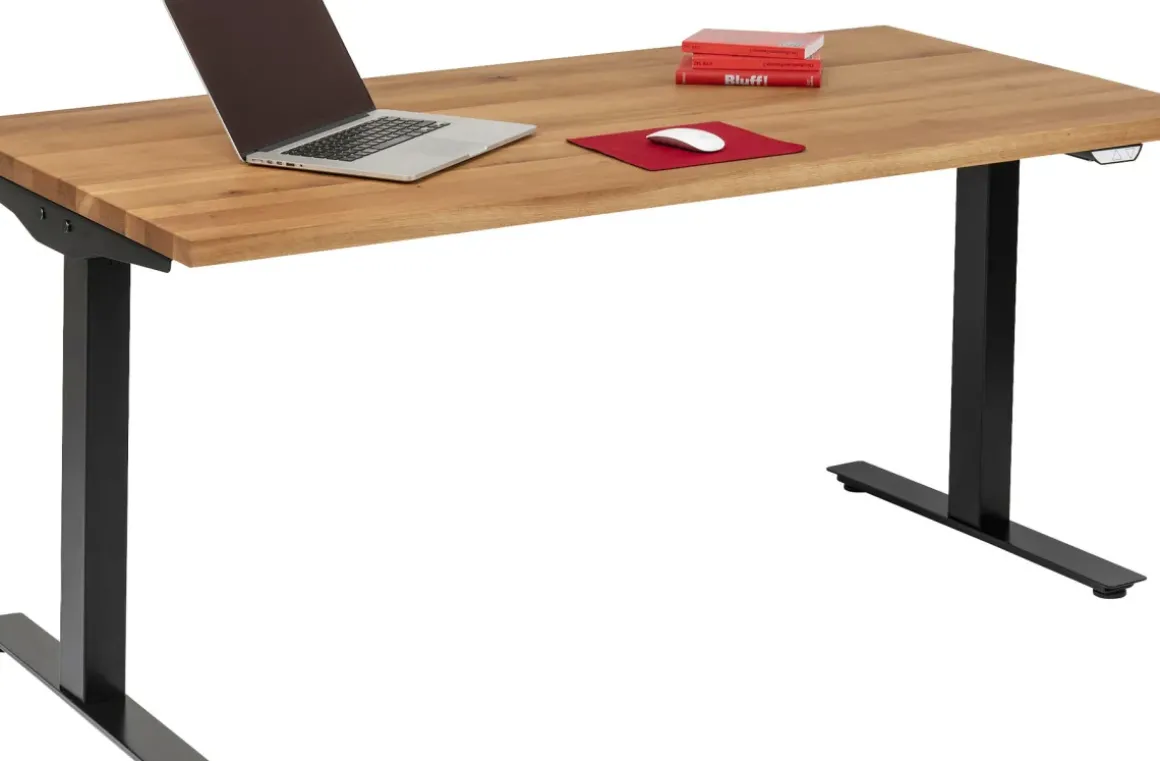 Skrivbord Jackie - Massiv Ek/Svart - Höj/Sänkbart, 160cm - KARE Design