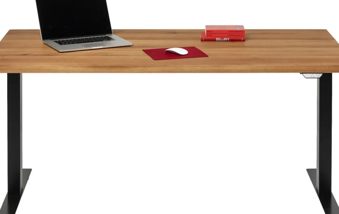 Skrivbord Jackie - Massiv Ek/Svart - Höj/Sänkbart, 160cm - KARE Design