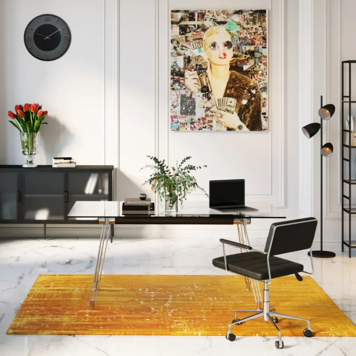Skrivbord Officia - Glas/krom, 160x80cm - KARE Design