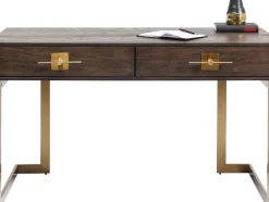 Skrivbord Osaka - Mörkt Trä/Borstad Mässing, 138cm - KARE Design