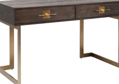 Skrivbord Osaka - Mörkt Trä/Borstad Mässing, 138cm - KARE Design