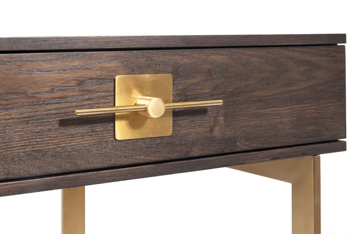 Skrivbord Osaka - Mörkt Trä/Borstad Mässing, 138cm - KARE Design