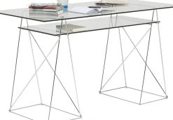 Skrivbord Polar - Glas/Krom, 135cm - KARE Design