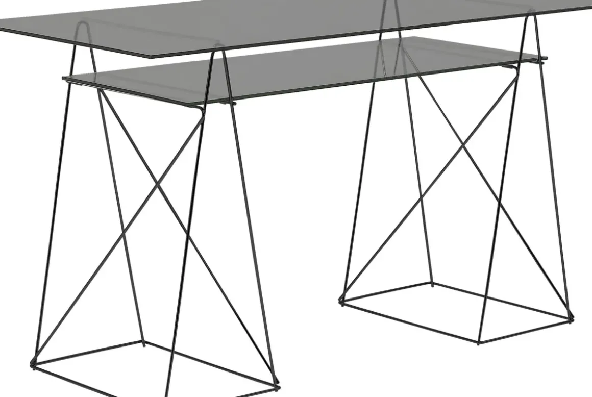 Skrivbord Polar - Tonat Glas/Svart, 135cm - KARE Design