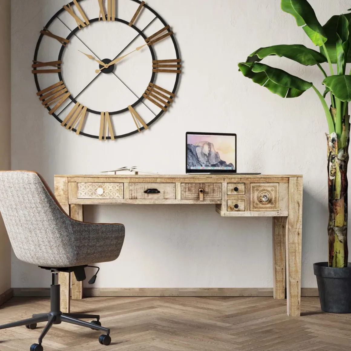 Skrivbord Puro - Trä med Lådor, 135x60cm - KARE Design