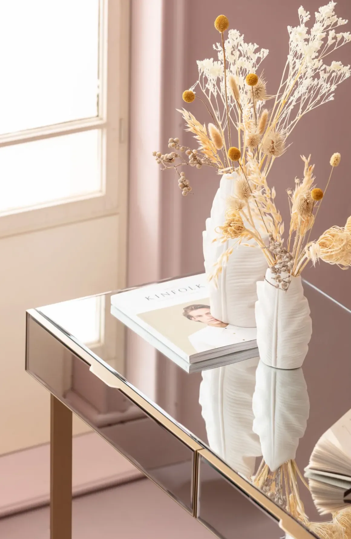 Skrivbord Soran - Spegelglas/Guld, 120x50cm - KARE Design