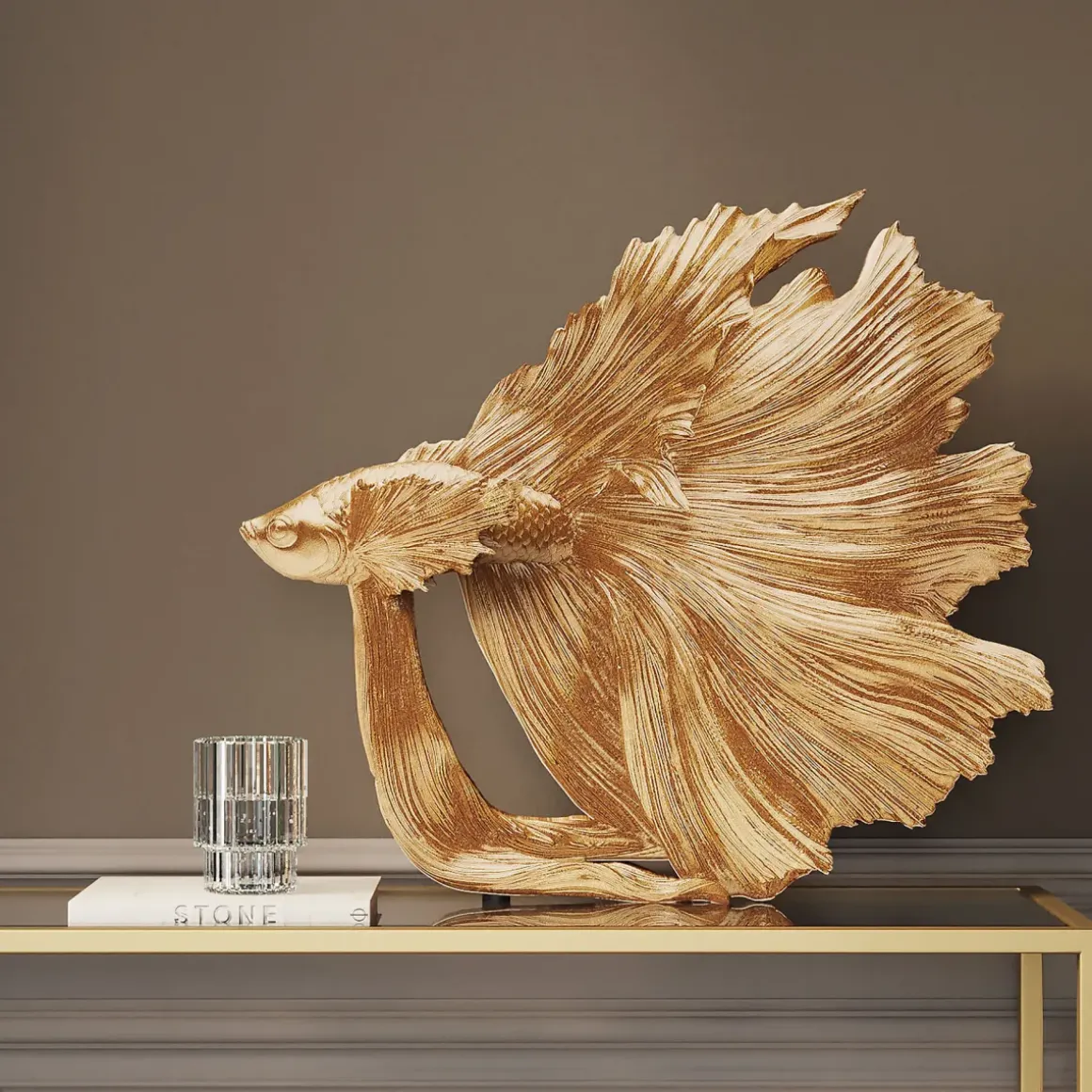 Skulptur Betta Fish - Dekorfigur Guld Fisk, 34cm - KARE Design