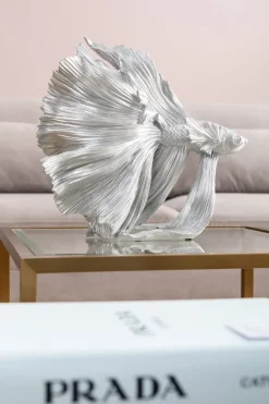 Skulptur Betta Fish - Dekorfigur Silver Fisk, 34cm - KARE Design