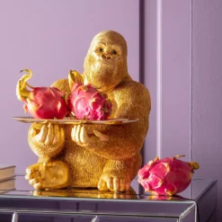Skulptur Gorilla Butler, 37cm - Gorilla med Bricka - KARE Design