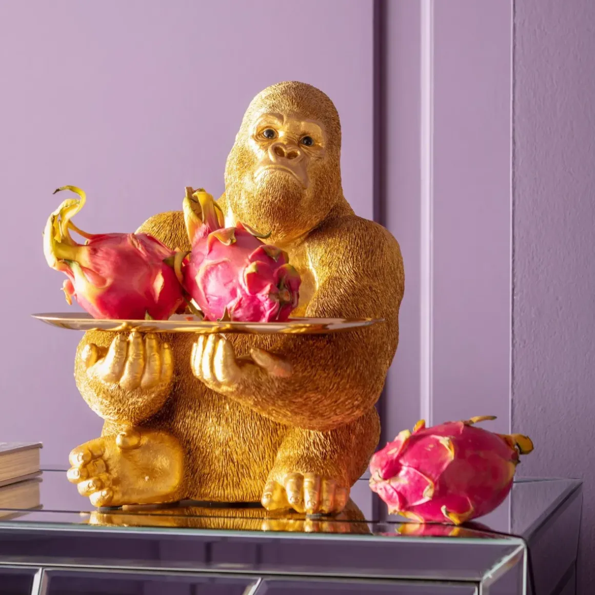 Skulptur Gorilla Butler, 37cm - Gorilla med Bricka - KARE Design