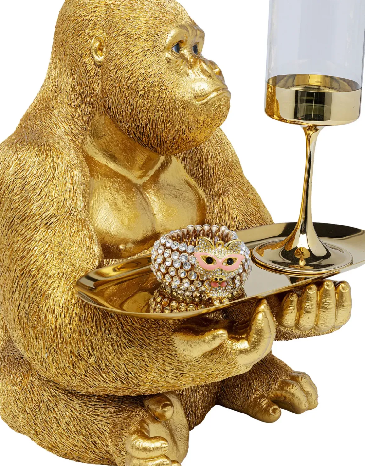 Skulptur Gorilla Butler, 37cm - Gorilla med Bricka - KARE Design