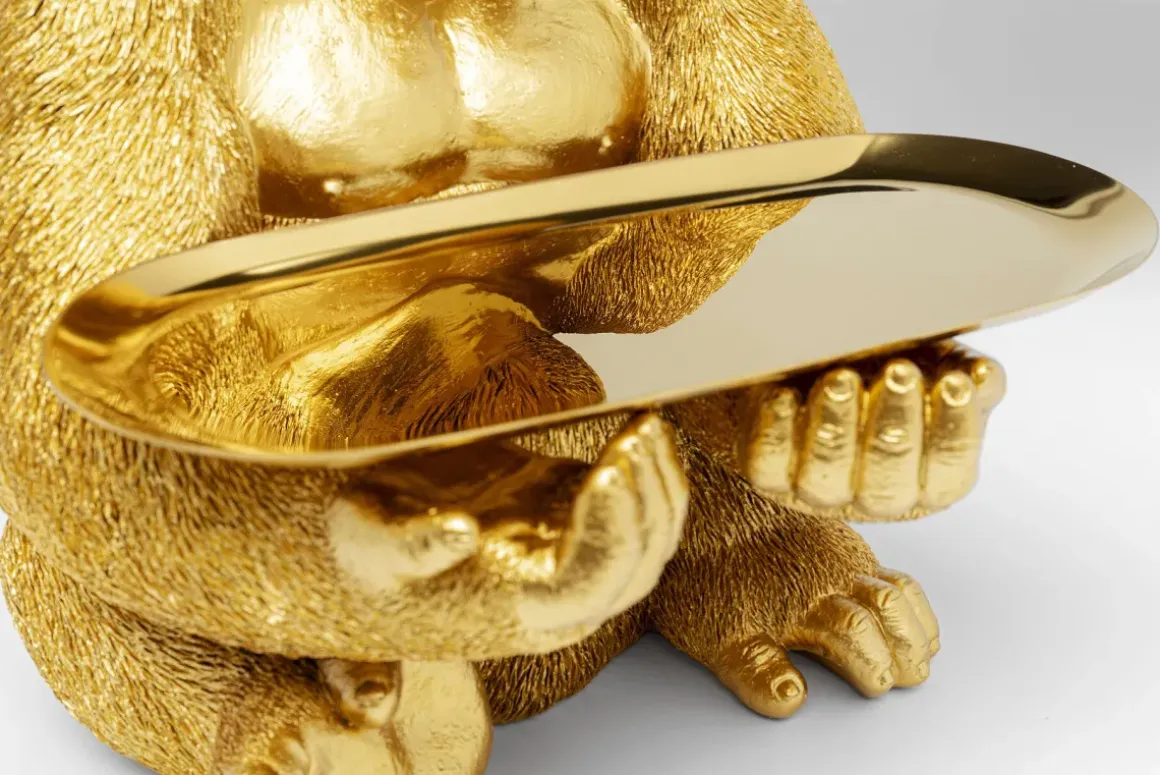 Skulptur Gorilla Butler, 37cm - Gorilla med Bricka - KARE Design