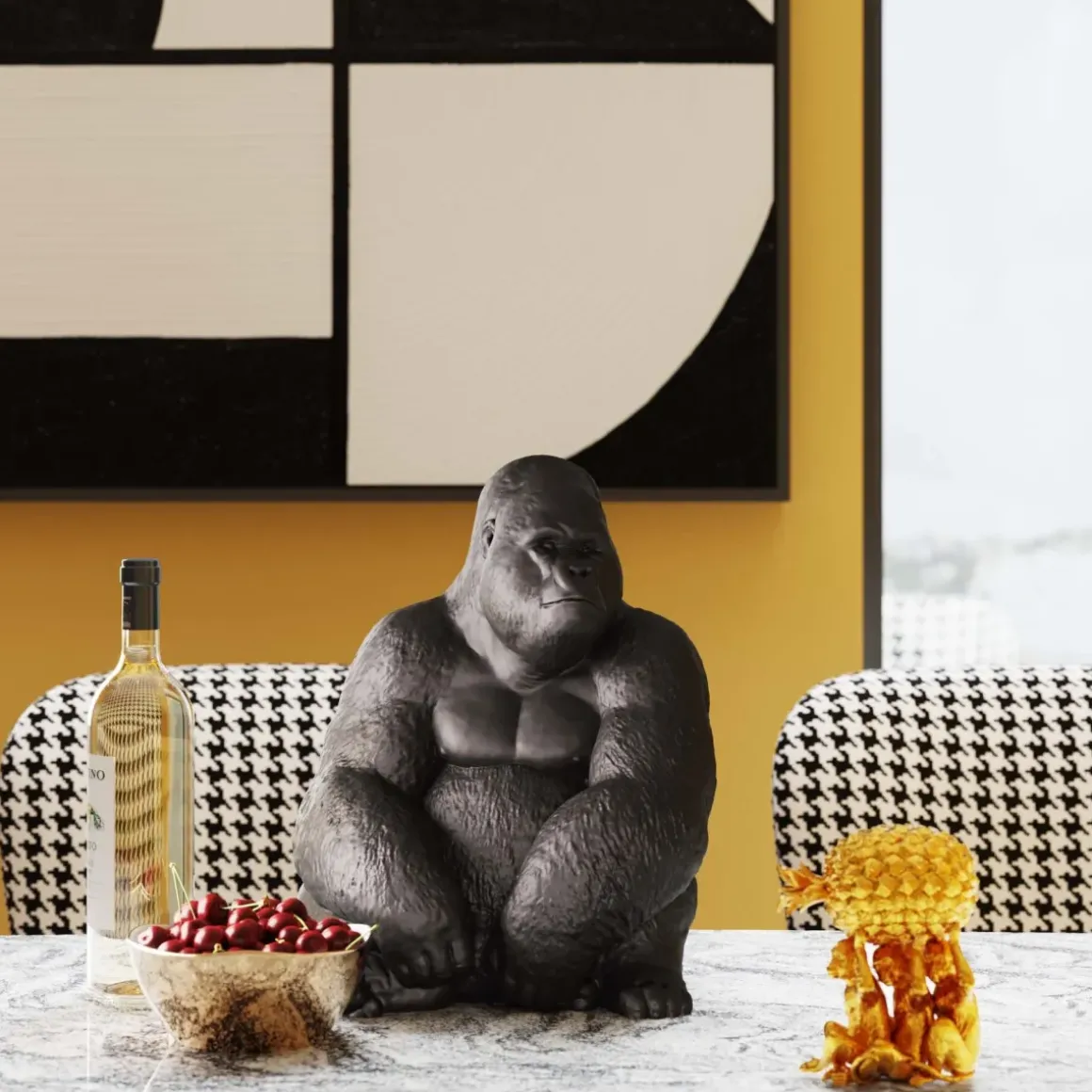 Skulptur Gorilla - Svart, 39cm - KARE Design
