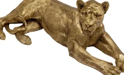 Skulptur Lion Gold - Dekor Guld Lejon, 113cm - KARE Design