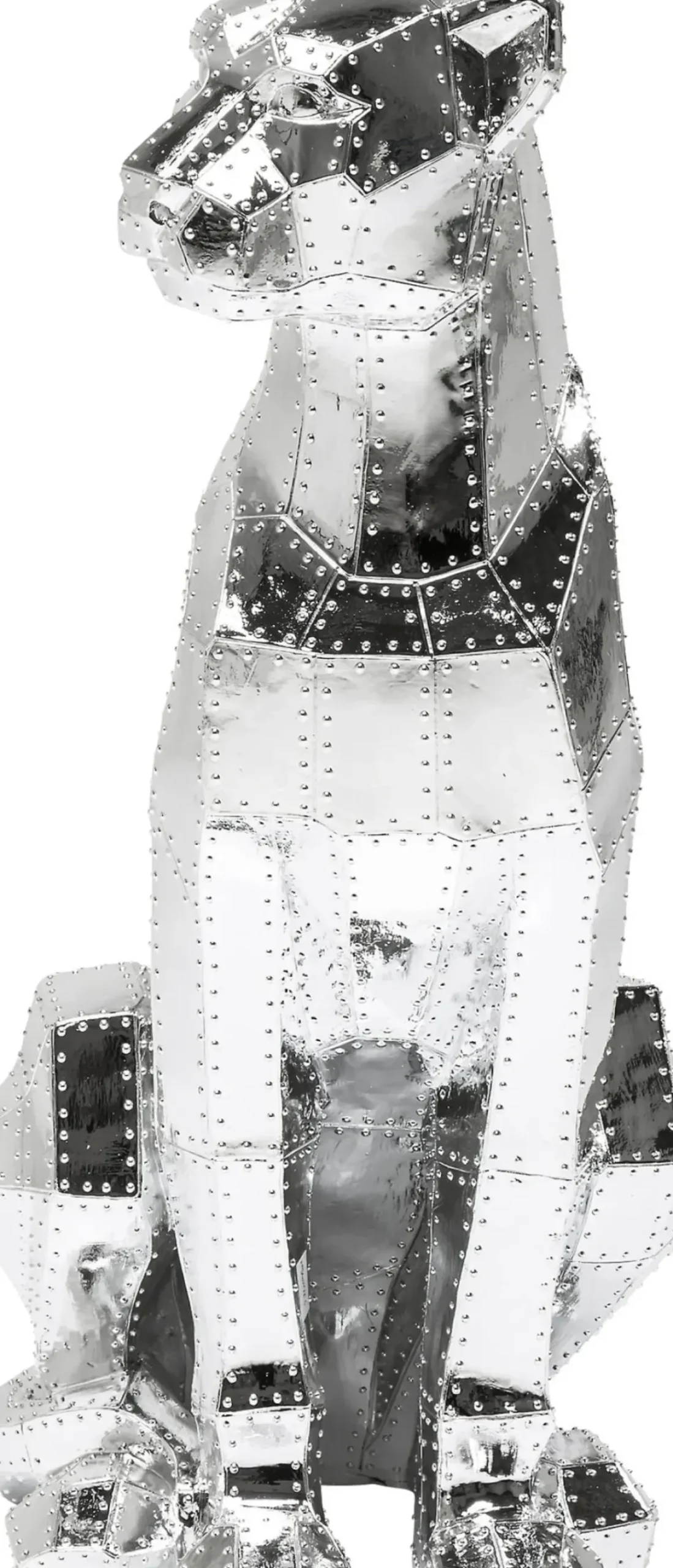 Skulptur Sitting Cat - Dekorfigur i Krom med Niitar, 82cm - KARE Design