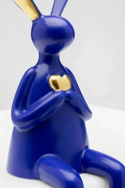 Skulptur Sitting Rabbit Heart - Blå, Handgjord, Unik, 29cm - KARE Design