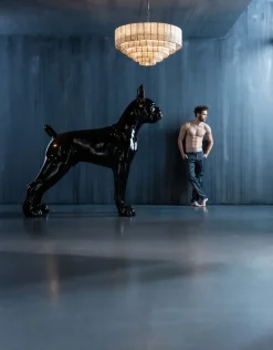 Skulptur Staty Toto - Dekor XL Svart Hund, 190cm - KARE Design