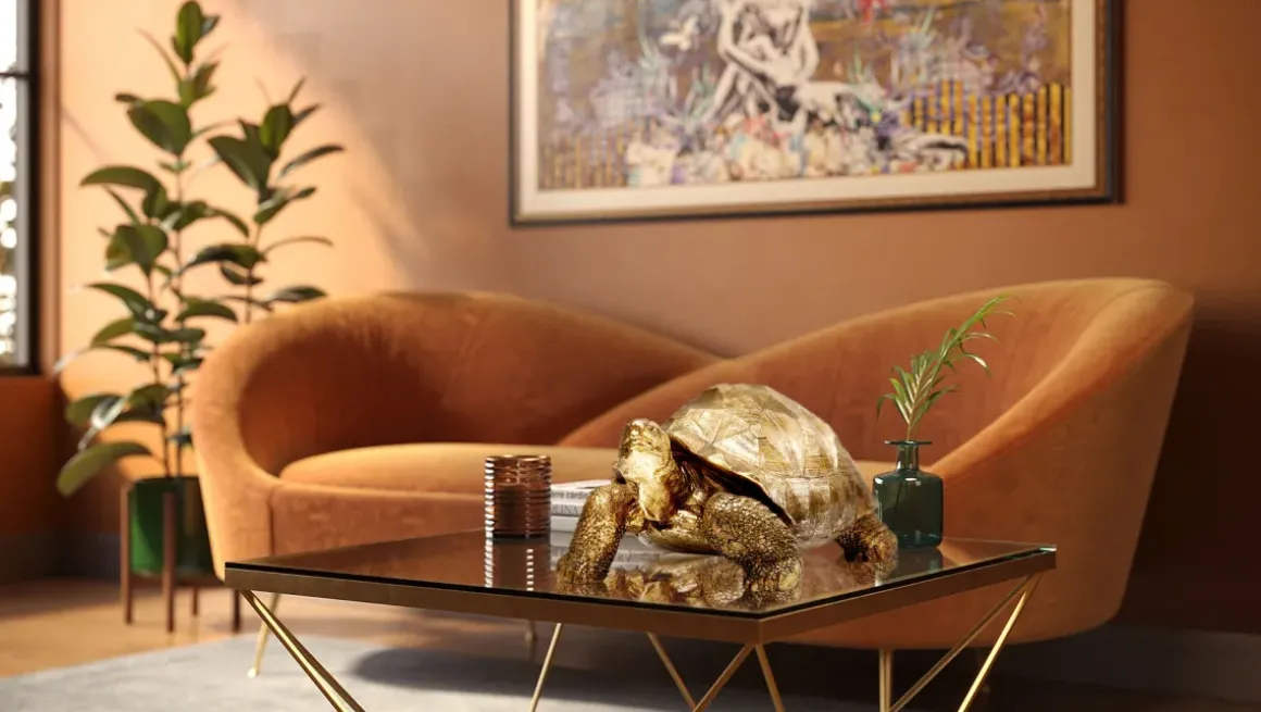 Skulptur Turtle - Dekor Sköldpadda Guld, 60cm - KARE Design