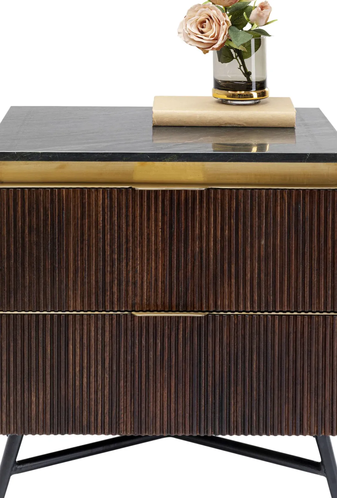 Sängbord - Byrå Catalina - Mörkt trä/Marmor, 51x58cm - KARE Design