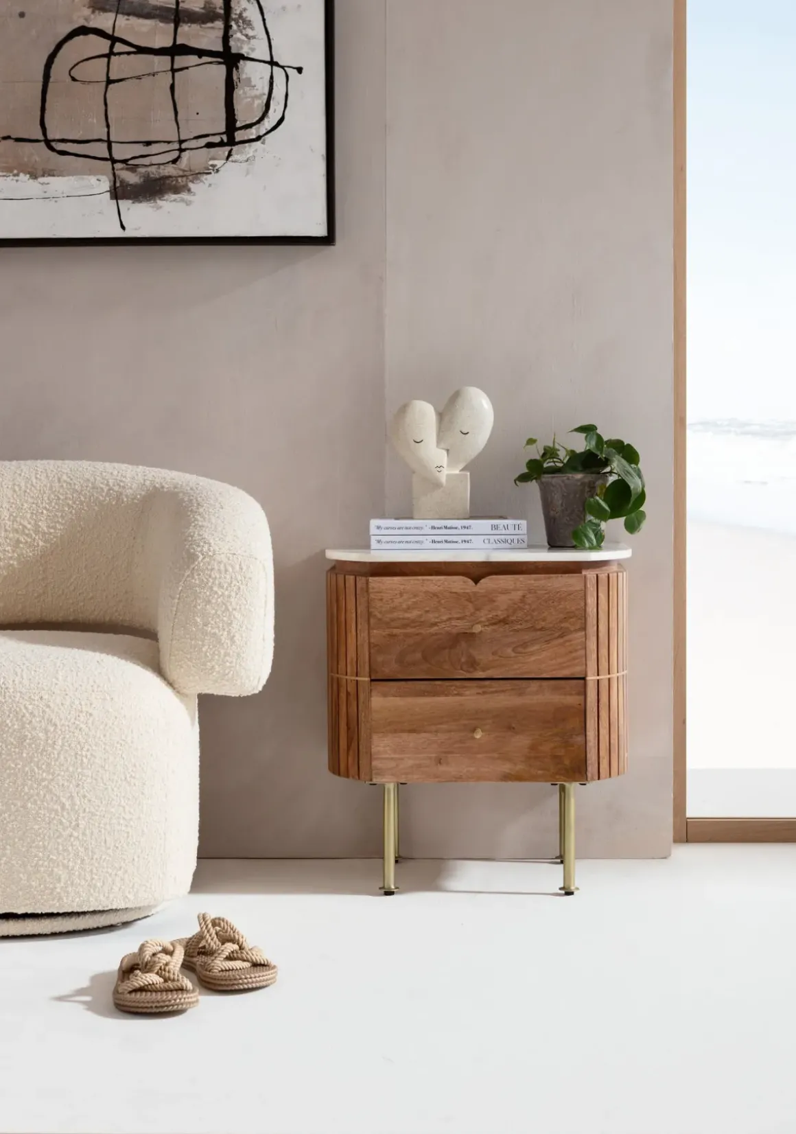 Sängbord Grace - Byrå - Trä/Marmor/Guld - KARE Design