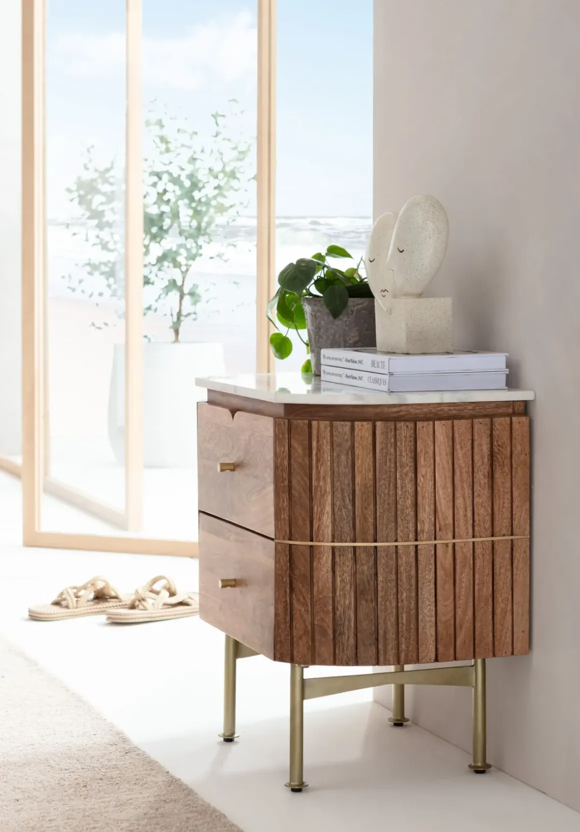 Sängbord Grace - Byrå - Trä/Marmor/Guld - KARE Design