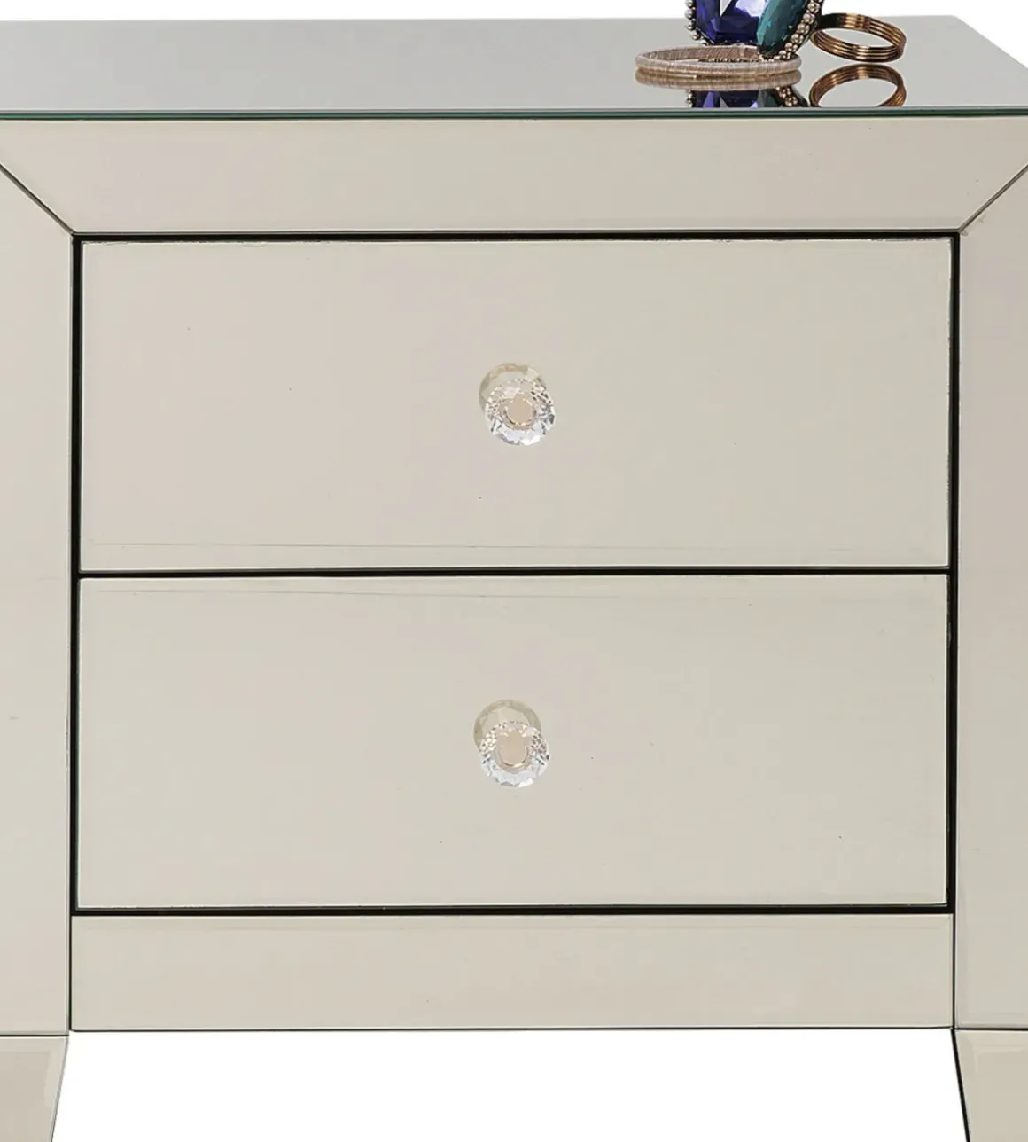 Sängbord Luxury - Byrå Champangefärgat Spegelglas, 2 Lådor - KARE Design