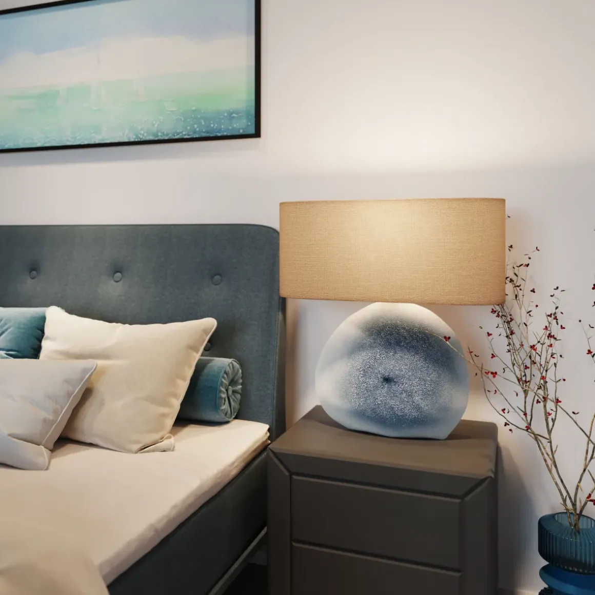 Sängbord Luxury Push - Grå Spegelglas, 2 Lådor - KARE Design