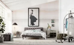 Säng Desire 180x200cm - Grå Sammet - KARE Design