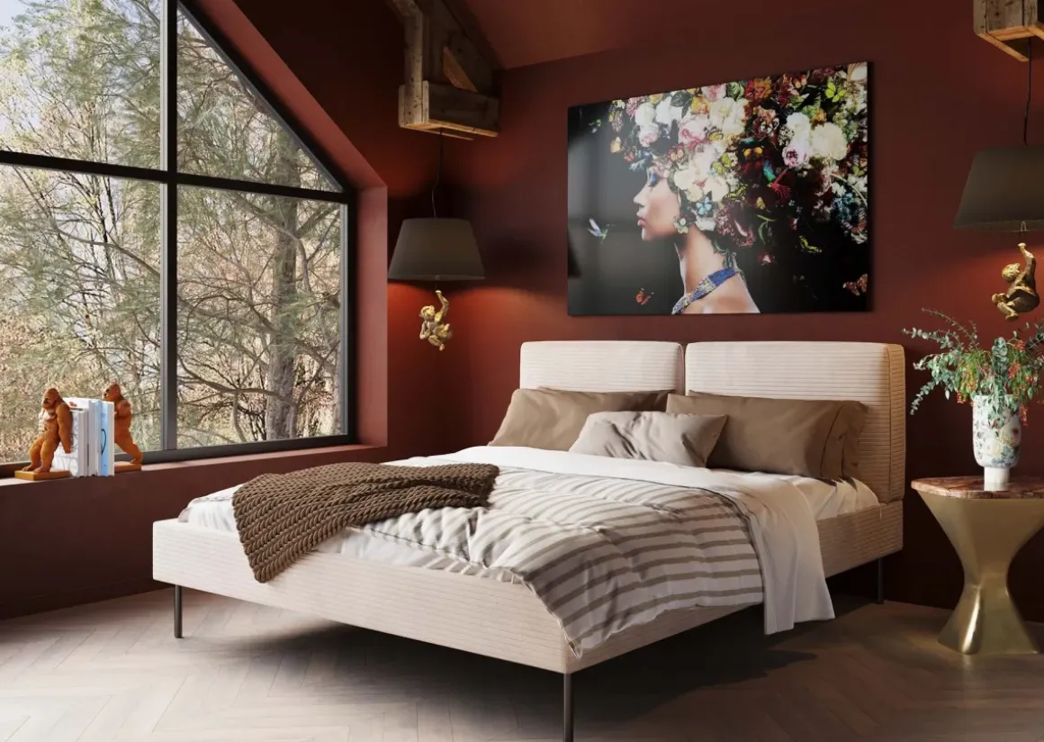 Säng East Side Cord - Creme, 160x200cm - KARE Design