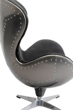 Snurrfåtölj Lounge Gun - Svart/Silver Metal - KARE Design