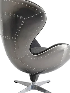 Snurrfåtölj Lounge Gun - Svart/Silver Metal - KARE Design