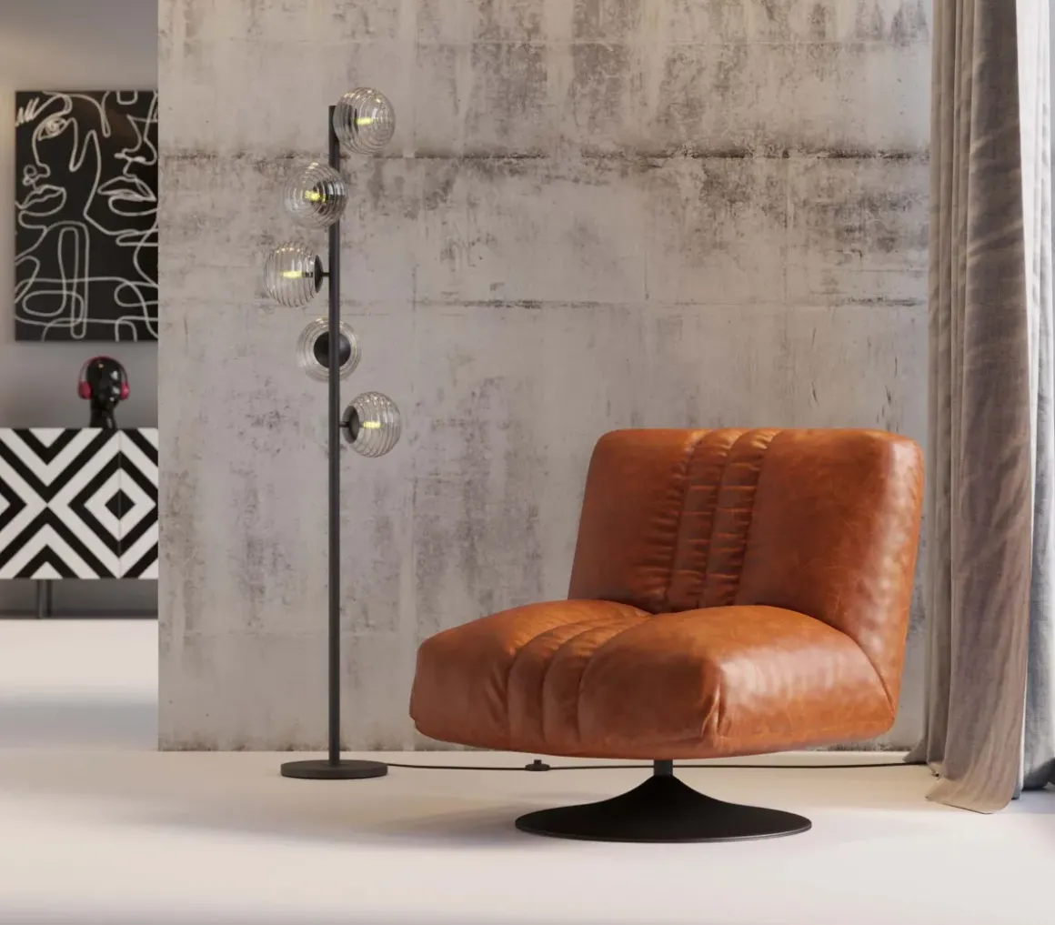 Snurrfåtölj Napa - Brun, Läder - KARE Design
