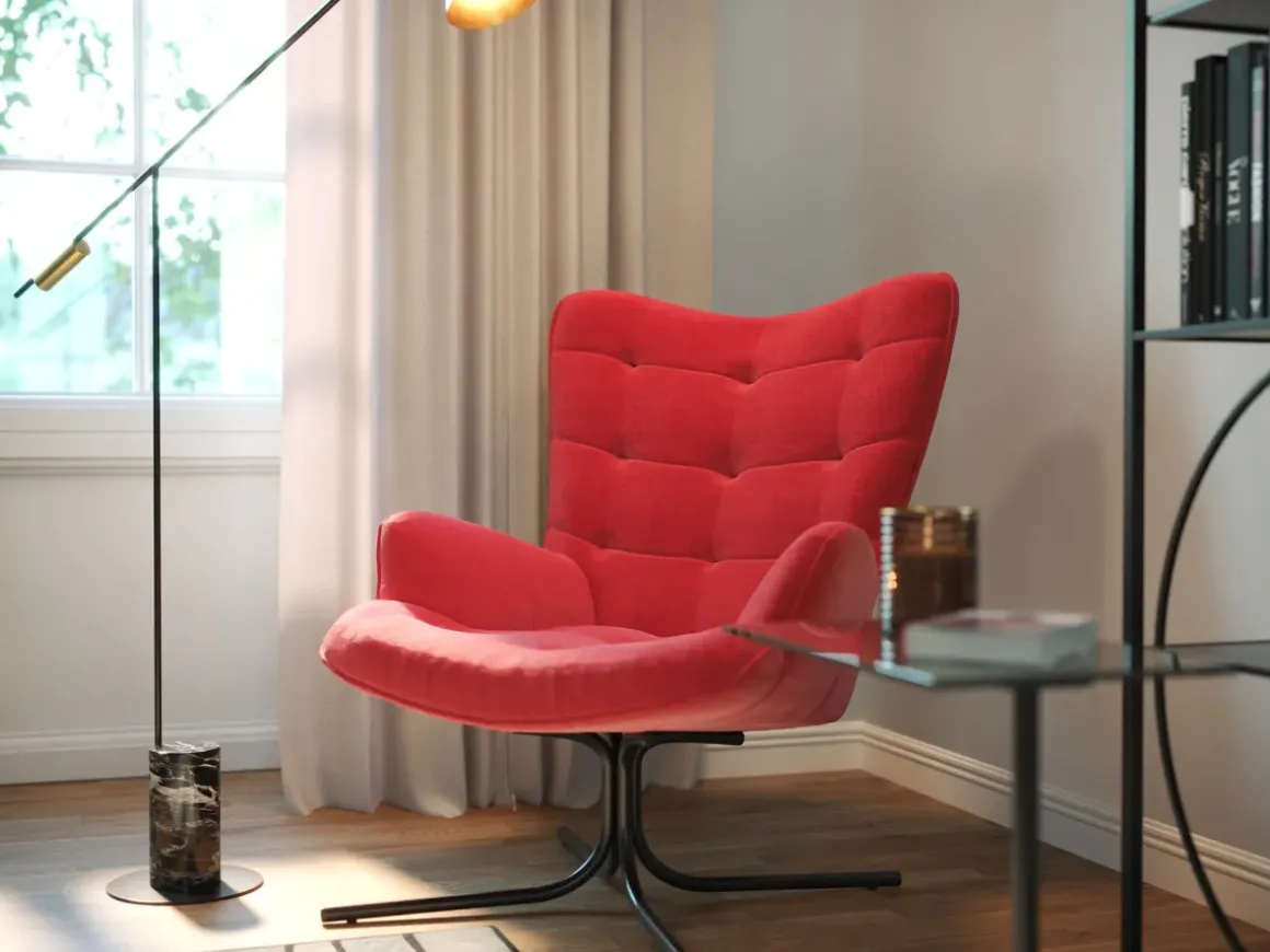 Snurrfåtölj Oscar - Sammet/Röd - KARE Design
