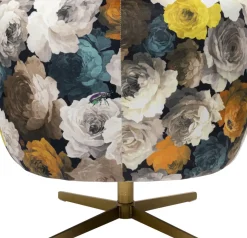 Snurrfåtölj Peony - Blommig Gulbrun/Beige - KARE Design