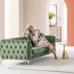 Soffa Bellissima 2-Sits, Sammetsgrön, 200cm - KARE Design