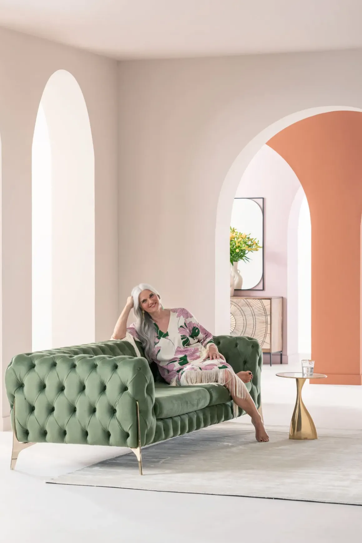 Soffa Bellissima 2-Sits, Sammetsgrön, 200cm - KARE Design
