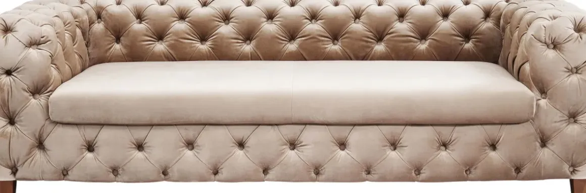Soffa Desire - Beige Sammet, 3-Sits - KARE Design