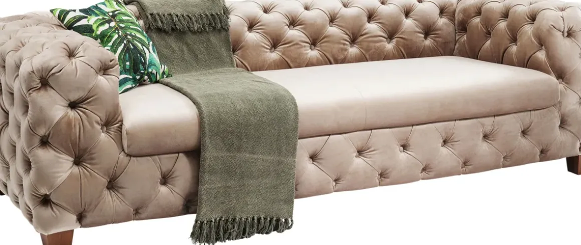 Soffa Desire - Beige Sammet, 3-Sits - KARE Design
